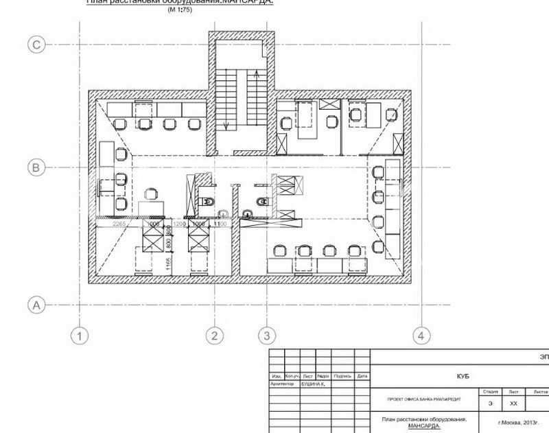 Планировка офиса 700 м², 1 этаж, Административное здание «г Москва, Мал. Каменщики ул., 10»